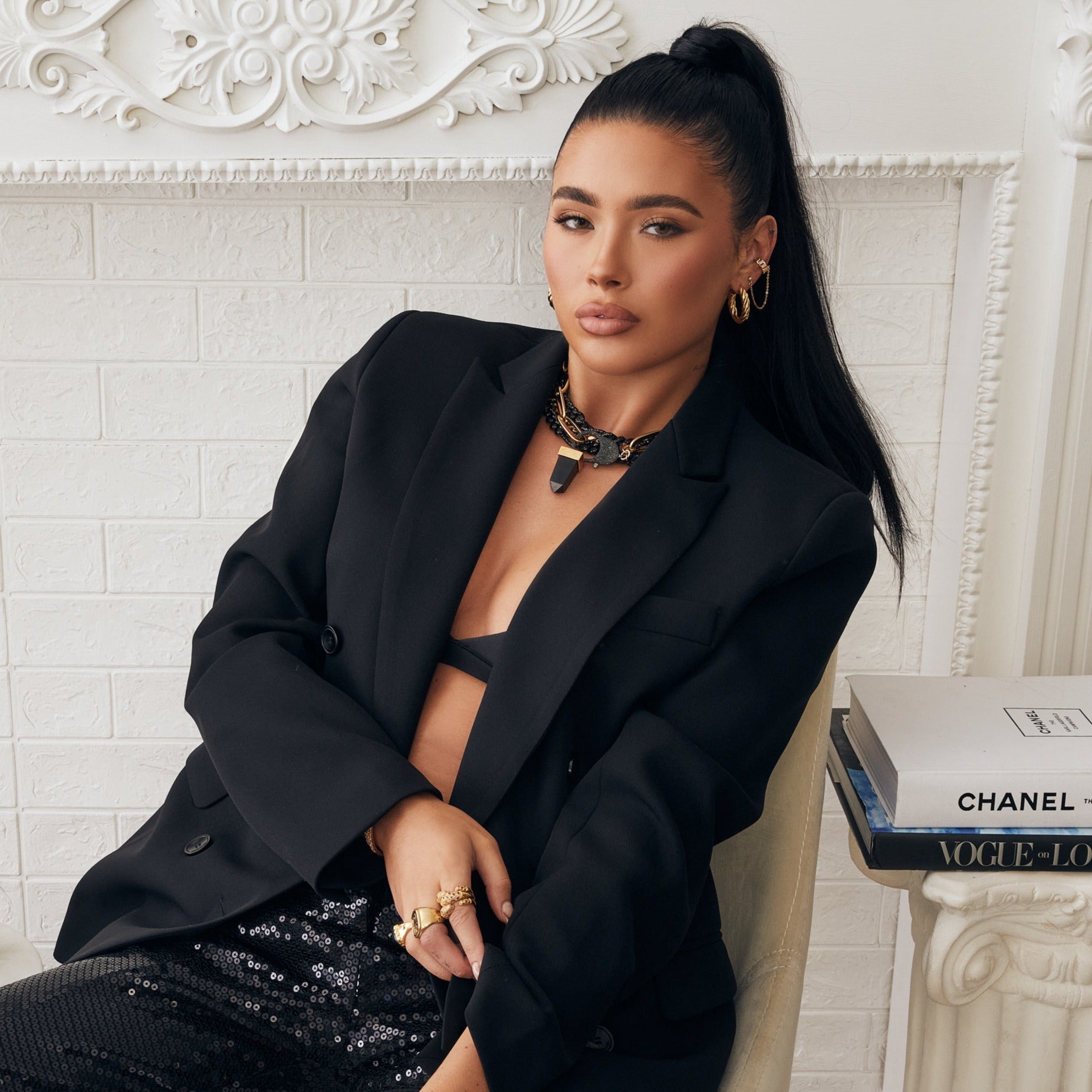Black Flex Choker with Onyx Pendant by Erin Fader Jewelry