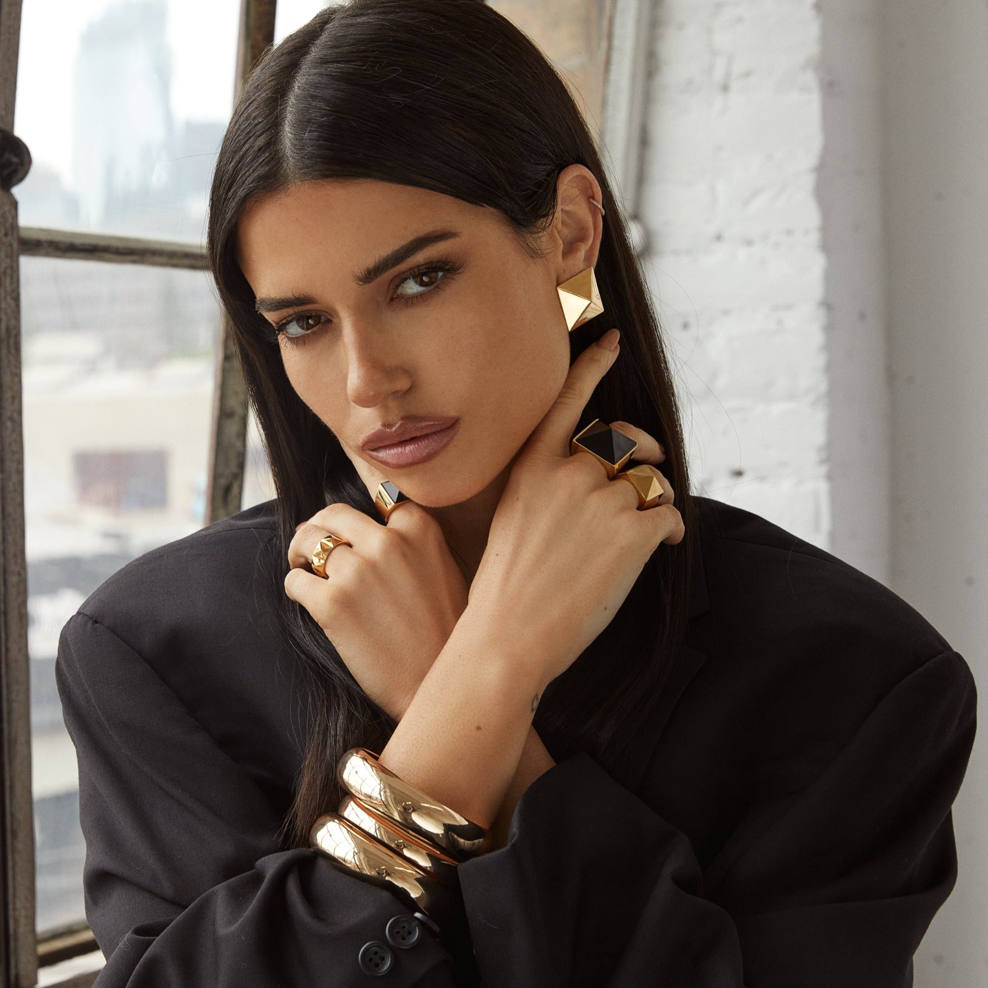 Pyramid Studs - Gold Grande by Erin Fader Jewelry