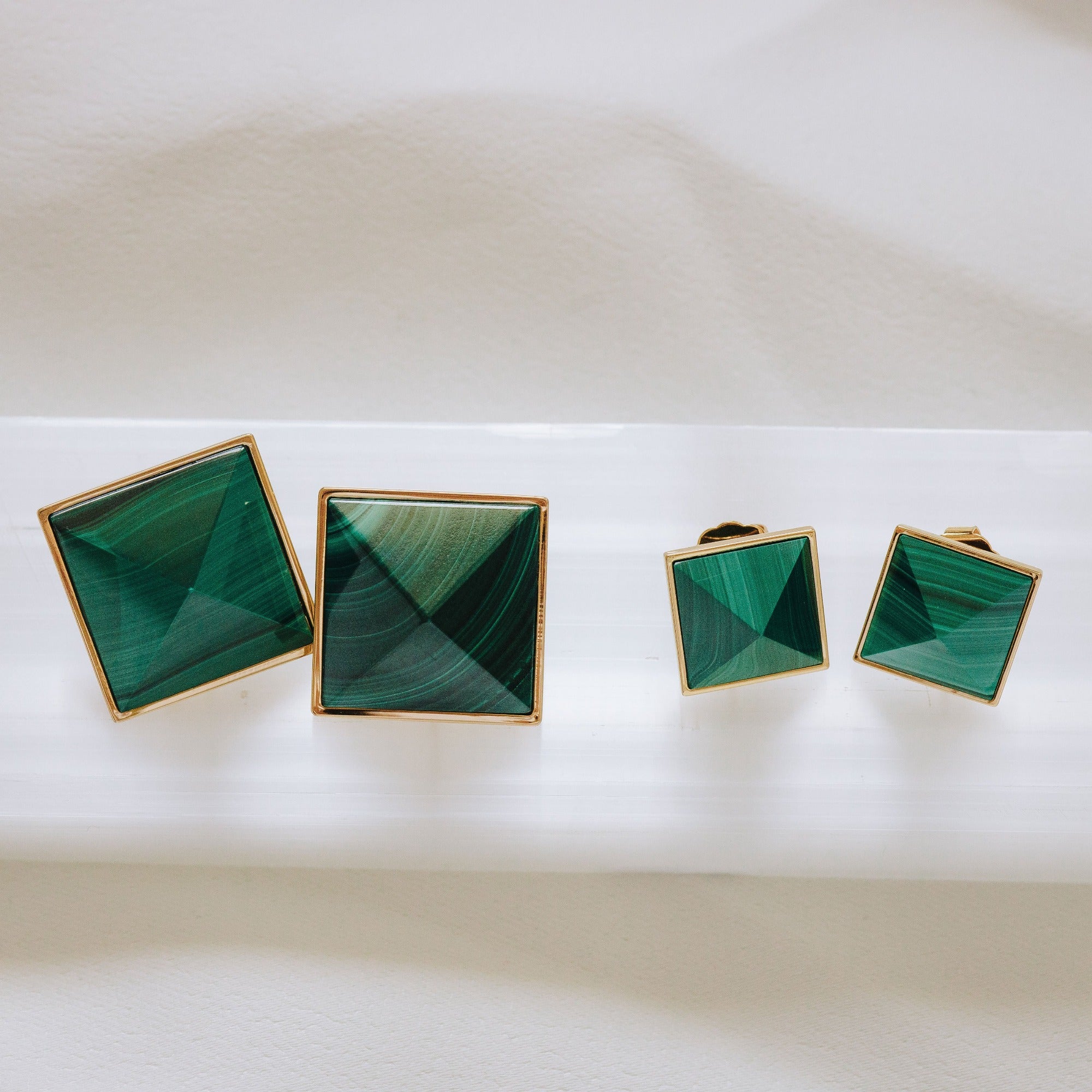 Pyramid Studs - Malachite Medium by Erin Fader Jewelry