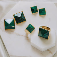 Pyramid Studs - Malachite Medium by Erin Fader Jewelry