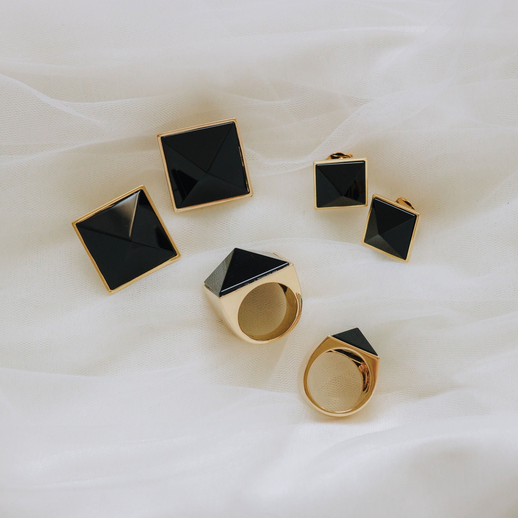 Pyramid Studs - Onyx Medium by Erin Fader Jewelry