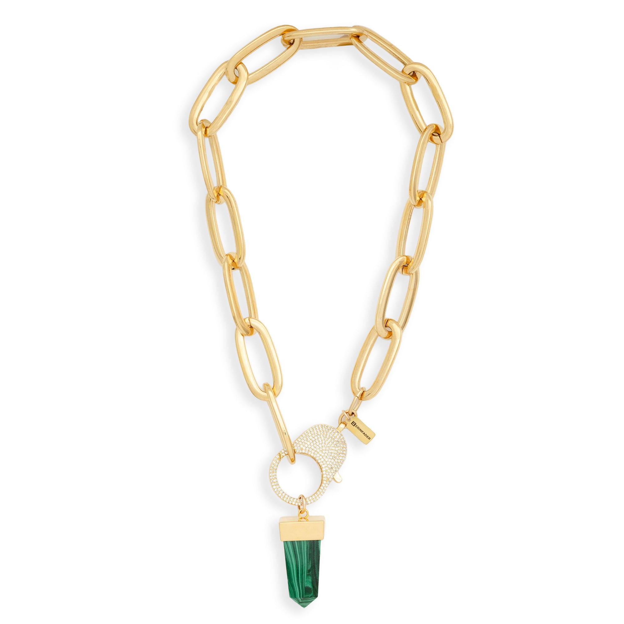 Gold Flex Choker with Malachite Pendant by Erin Fader Jewelry