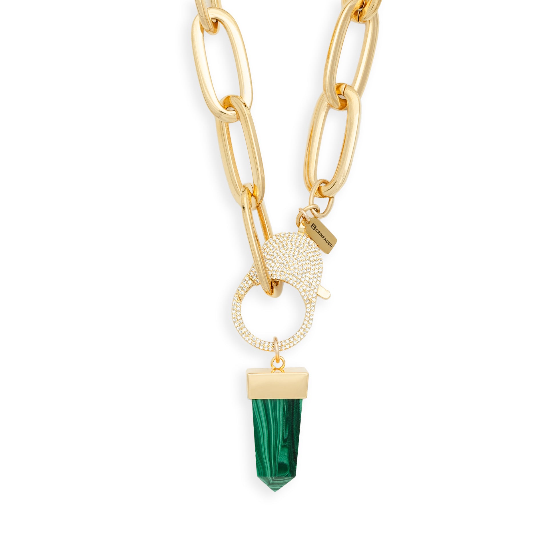 Gold Flex Choker with Malachite Pendant by Erin Fader Jewelry