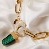 Gold Flex Choker with Malachite Pendant by Erin Fader Jewelry