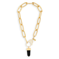 Gold Flex Choker with Onyx Pendant by Erin Fader Jewelry