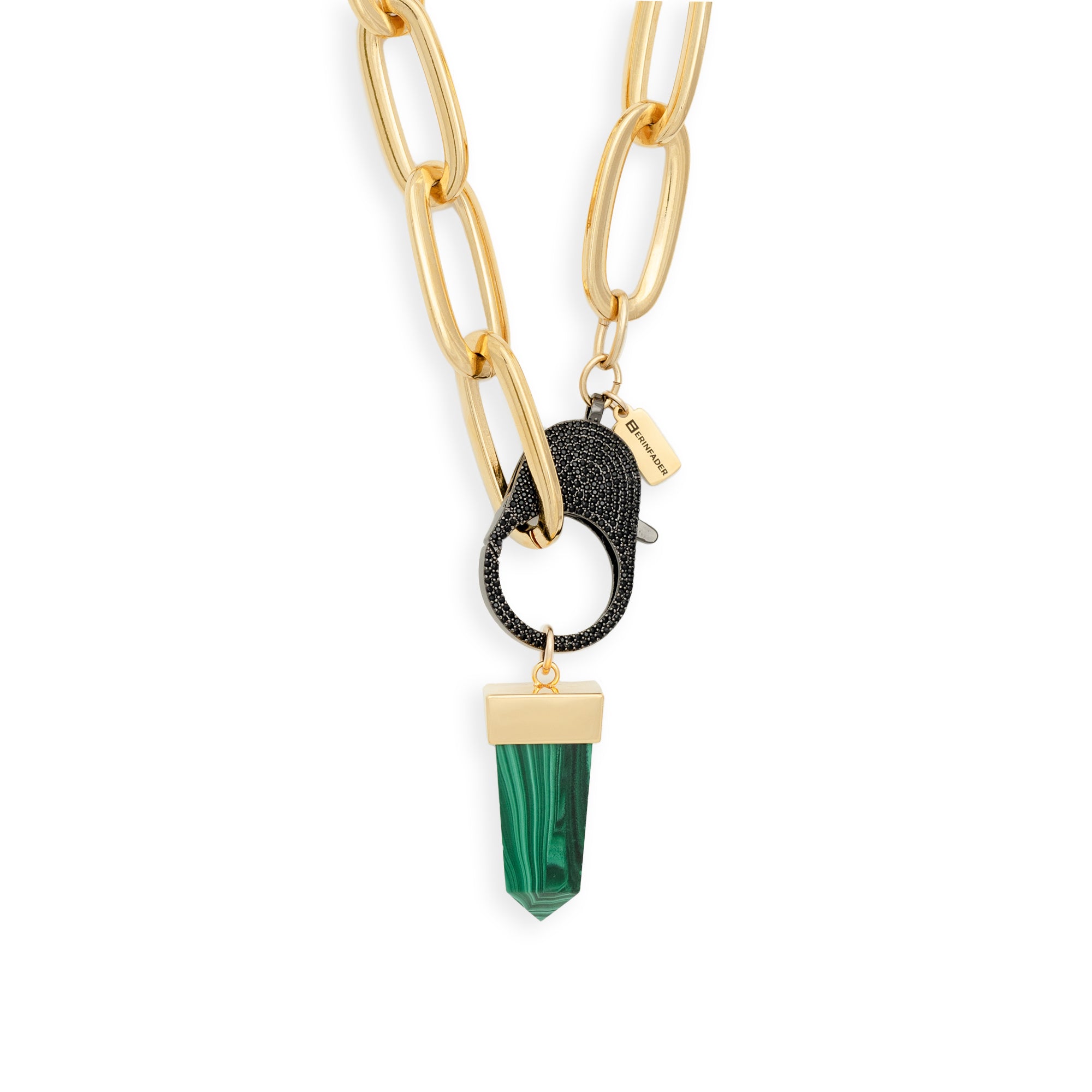 Black Flex Choker with Malachite Pendant by Erin Fader Jewelry