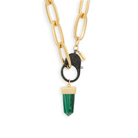 Black Flex Choker with Malachite Pendant by Erin Fader Jewelry