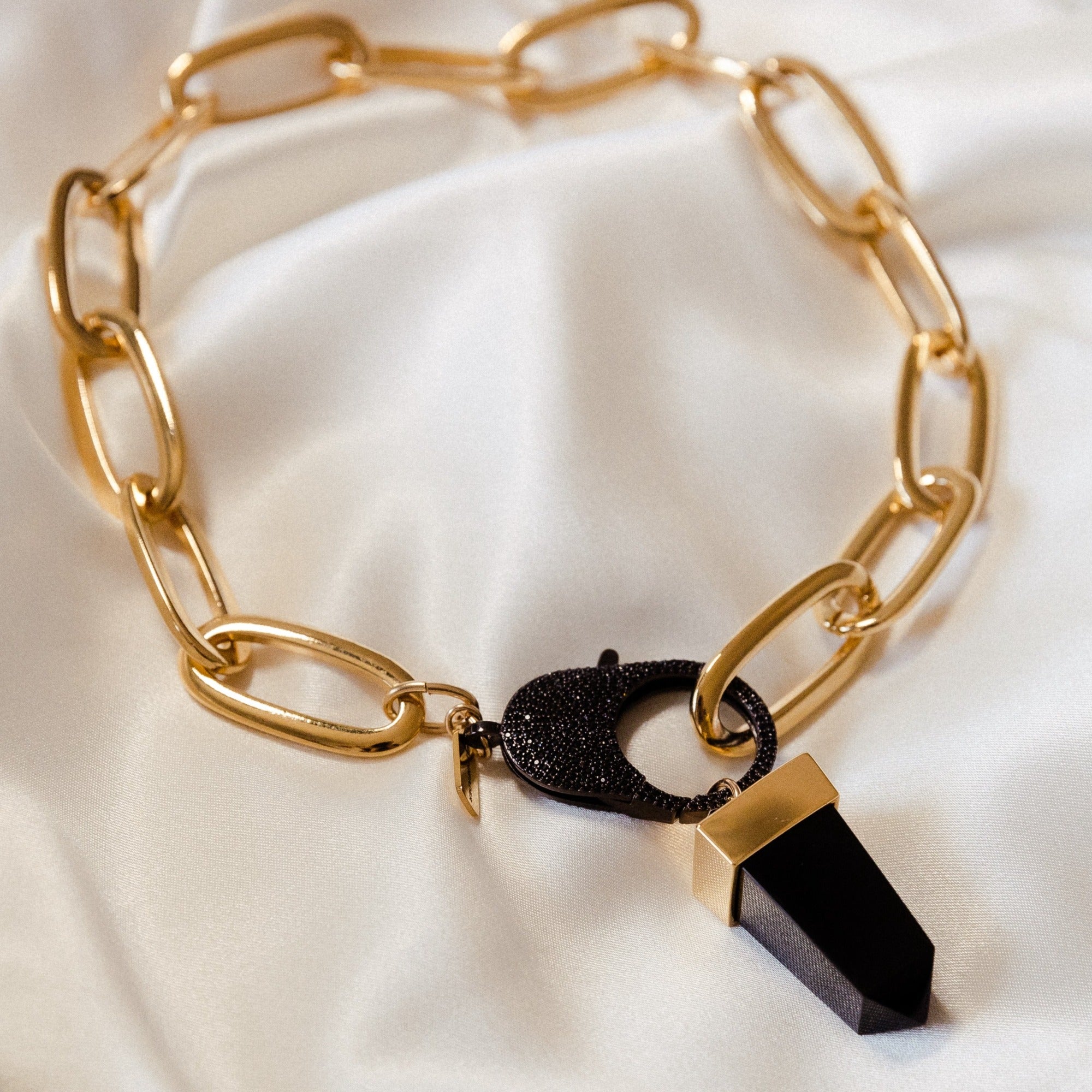 Black Flex Choker with Onyx Pendant by Erin Fader Jewelry