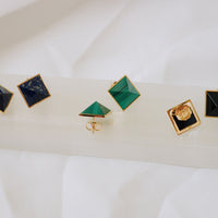 Pyramid Studs - Malachite Medium by Erin Fader Jewelry