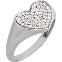 Natural Diamond Heart Signet Ring - 14K White from Erin Fader Jewelry