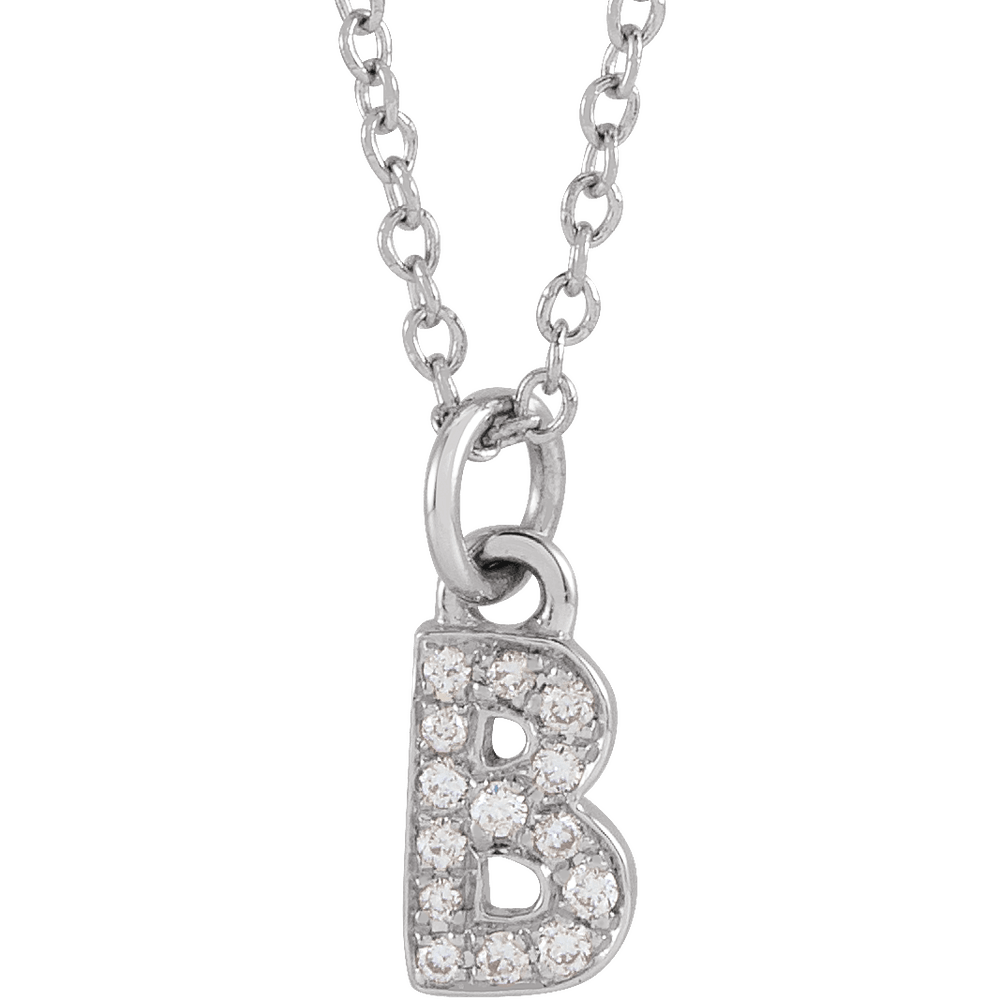 Natural Diamond Initial Necklace - 14K White from Erin Fader Jewelry
