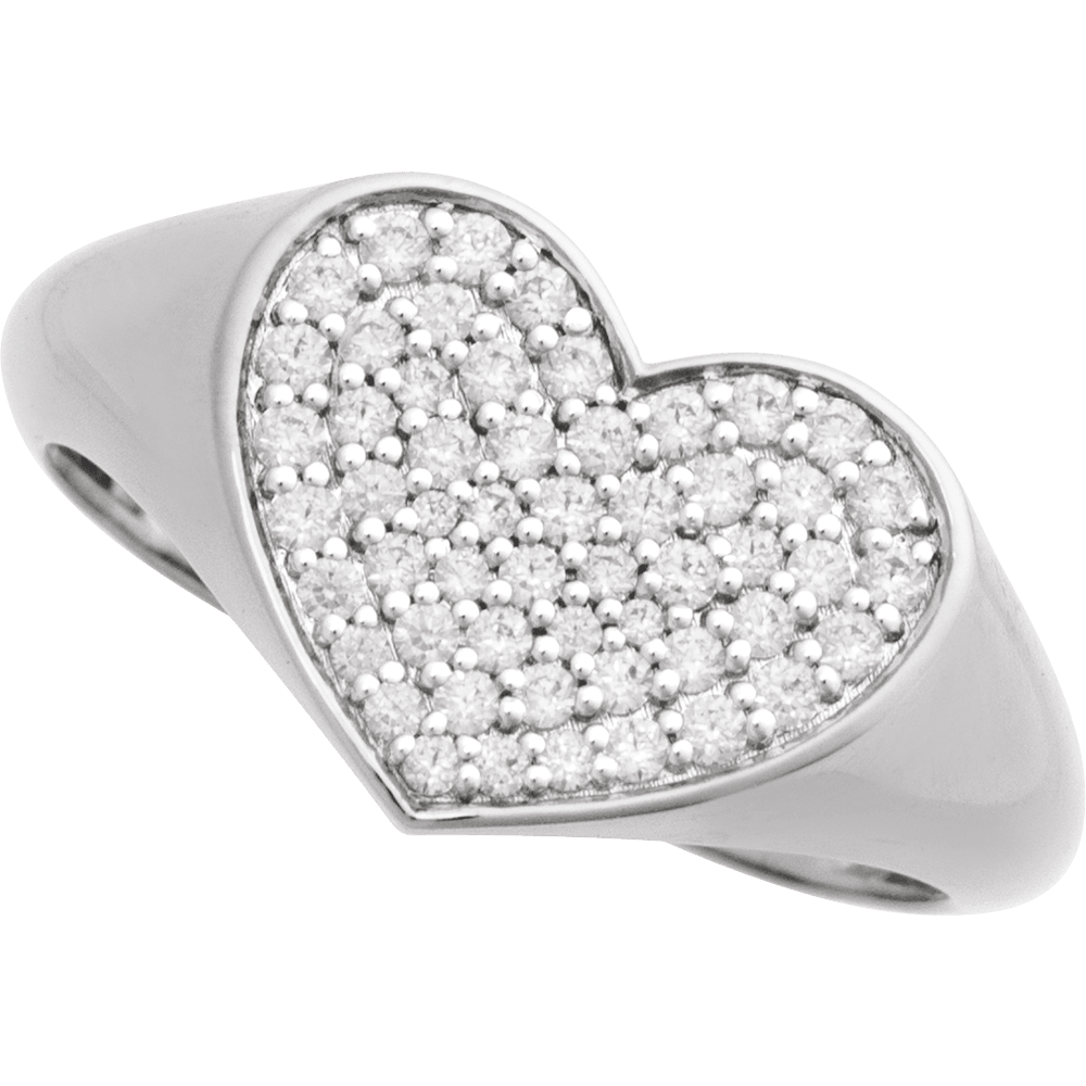 Natural Diamond Heart Signet Ring - 14K White from Erin Fader Jewelry