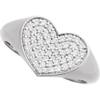Natural Diamond Heart Signet Ring - 14K White from Erin Fader Jewelry