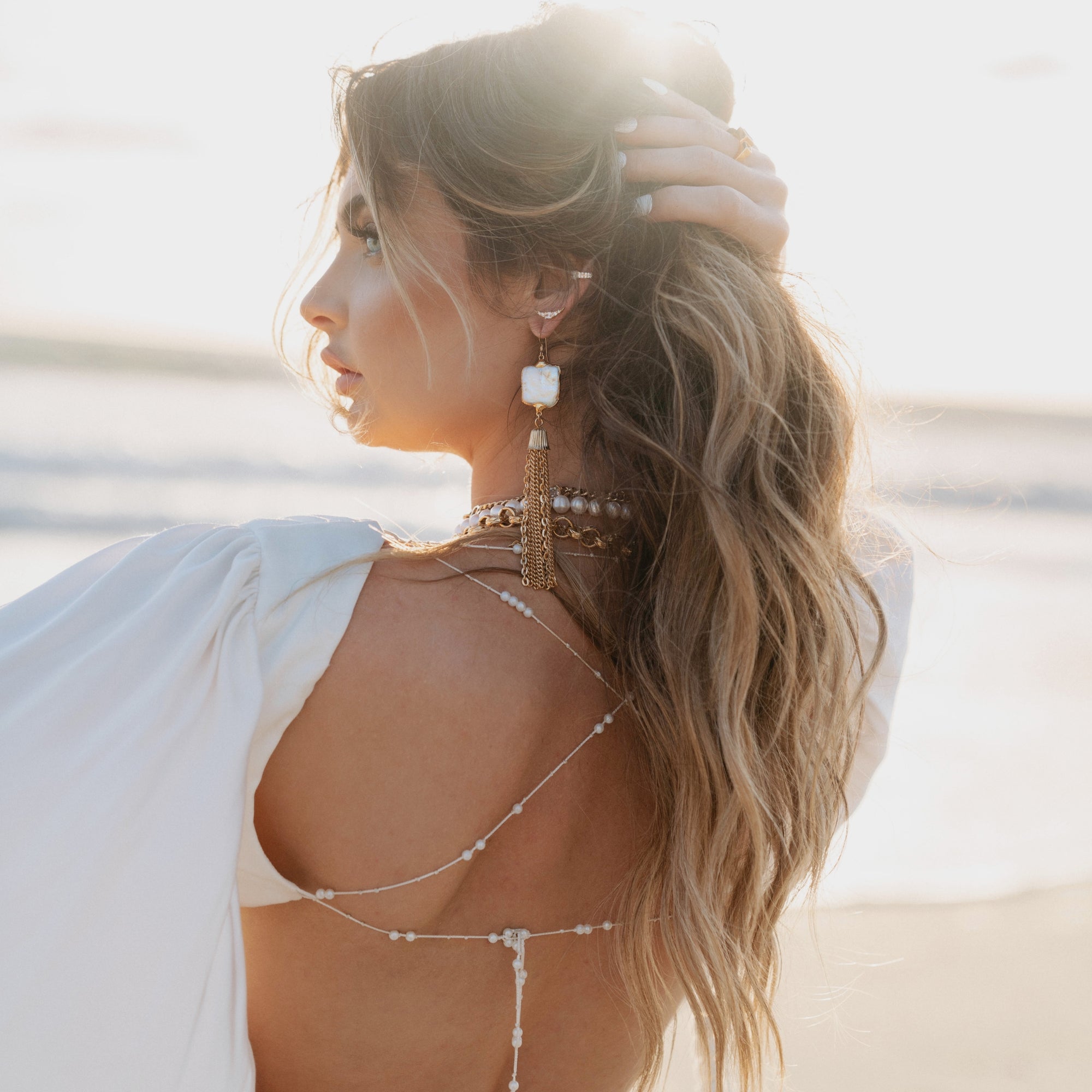Eva Statement Pearl Tassel Earrings by Erin Fader Jewelry
