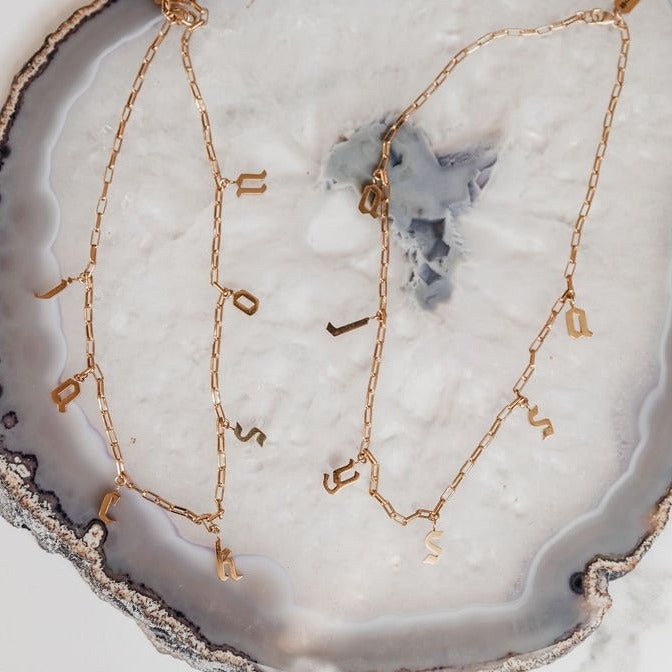 Gothic Initials Necklace by Erin Fader Jewelry