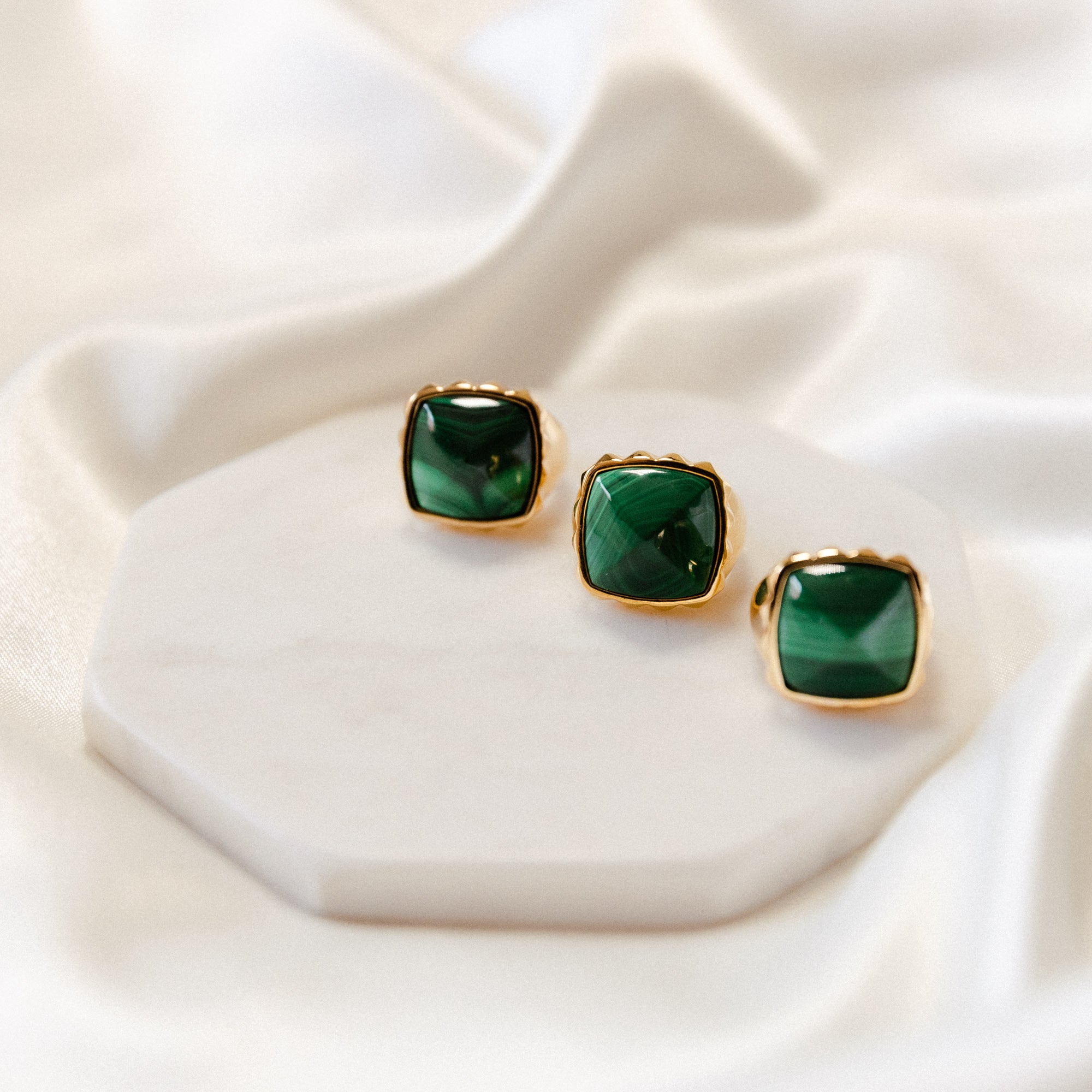 Malachite Pyramid Ring by Erin Fader Jewelry