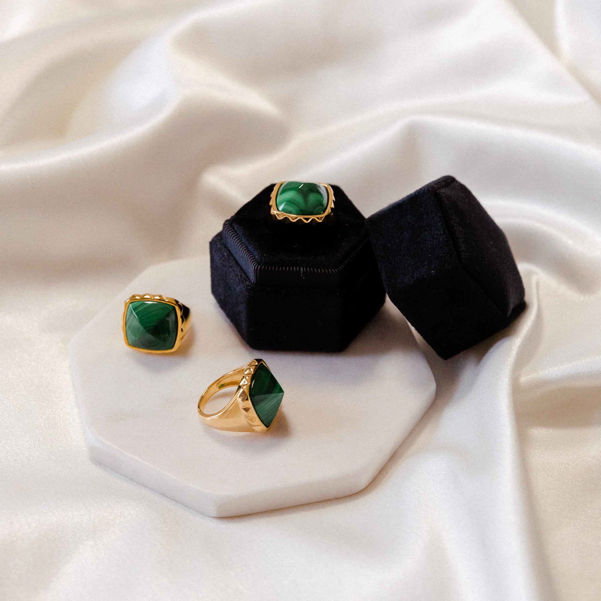 Malachite Pyramid Ring by Erin Fader Jewelry