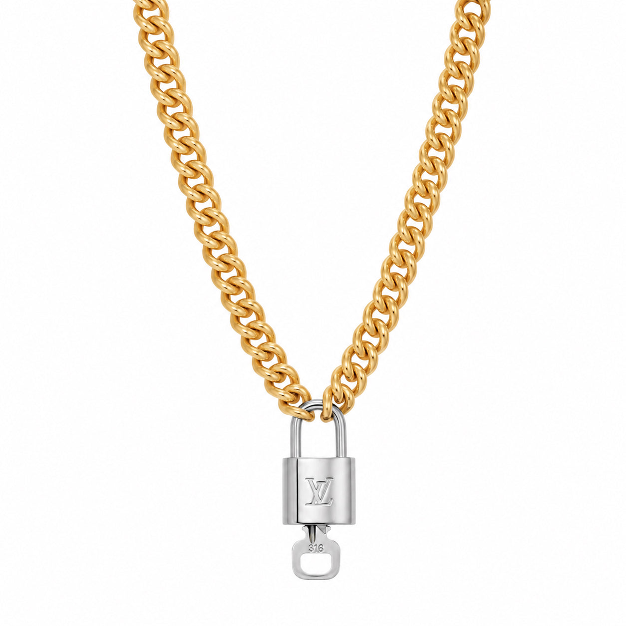 Vintage Louis Vuitton Lock Necklace - Mixed Metal by Erin Fader Jewelry