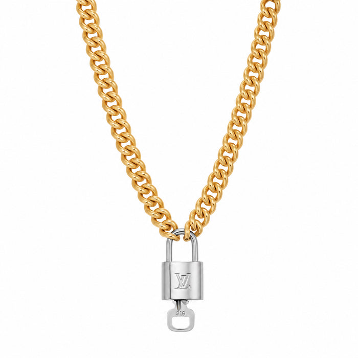 Vintage Louis Vuitton Lock Necklace - Mixed Metal by Erin Fader Jewelry