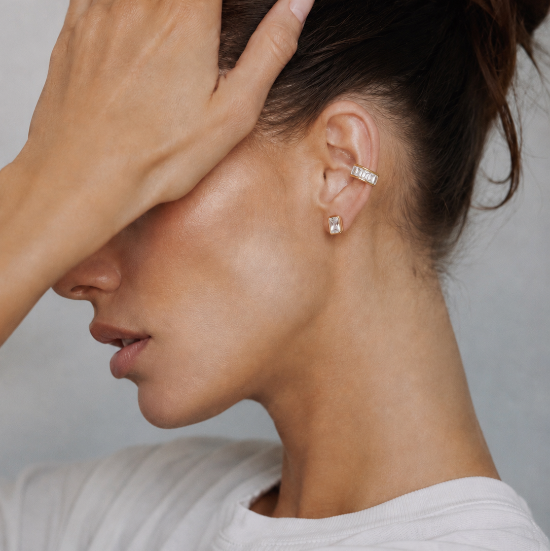 The Emerald Bezel Studs