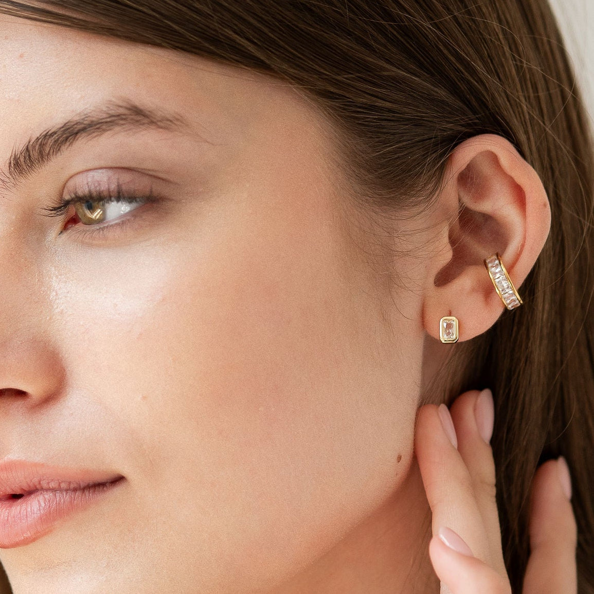 Bezel Baguette Studs from Erin Fader Jewelry