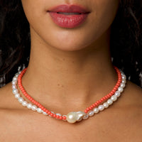 Vintage Coral Pearl Necklace by Erin Fader Jewelry