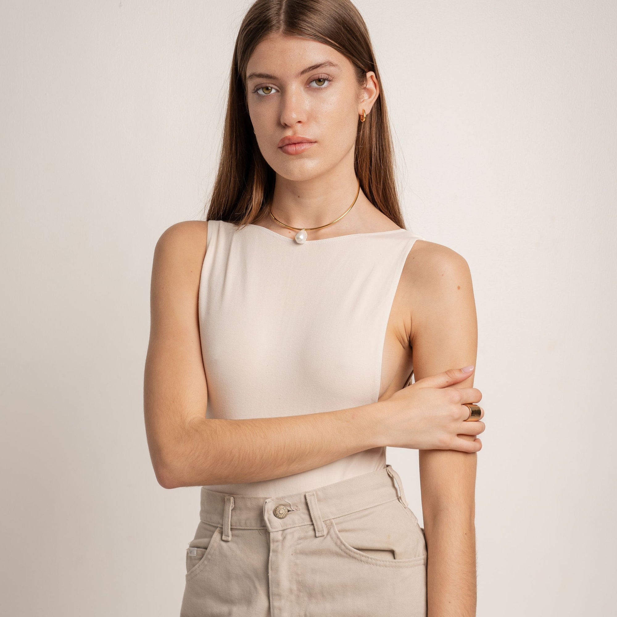 The Halo Collar with Pearl Pendant by Erin Fader Jewelry