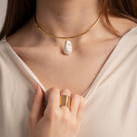 The Halo Collar with Pearl Pendant by Erin Fader Jewelry