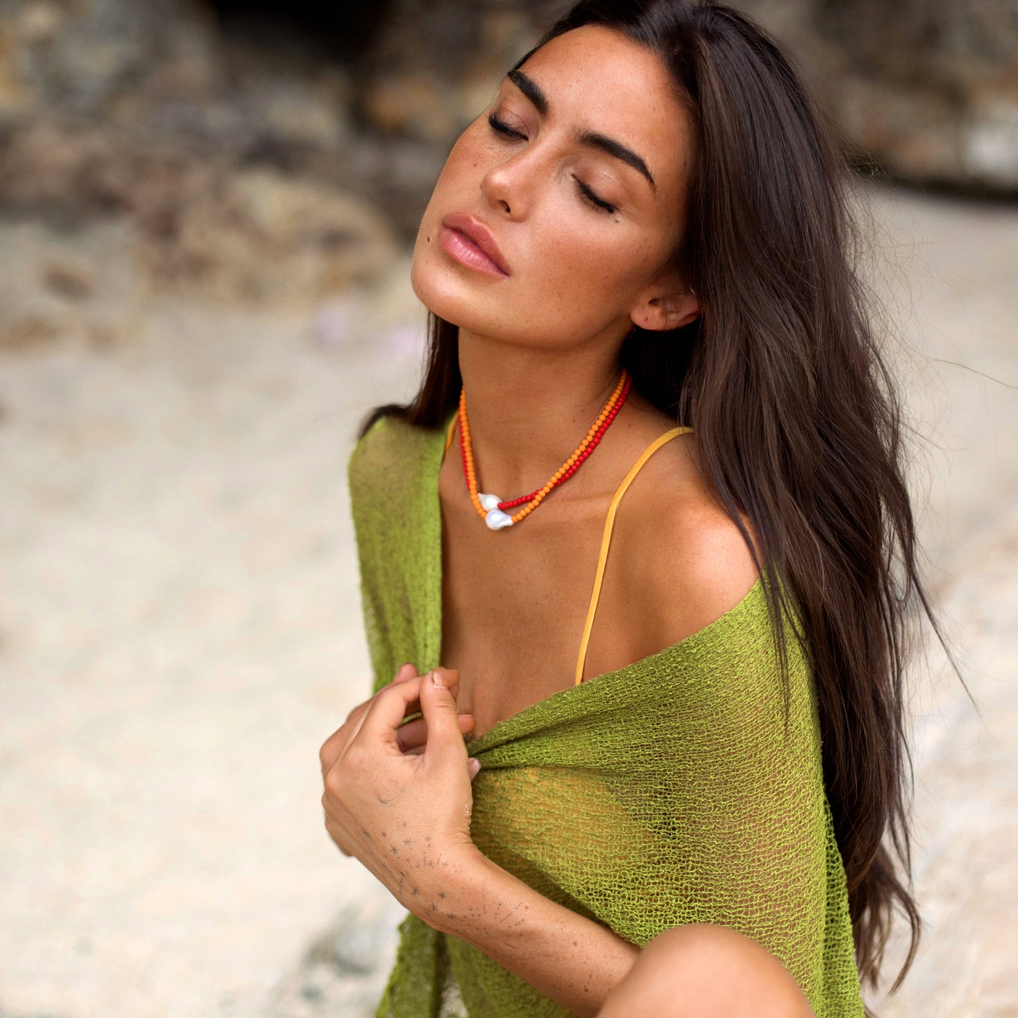 Vintage Red Pearl Necklace by Erin Fader Jewelry