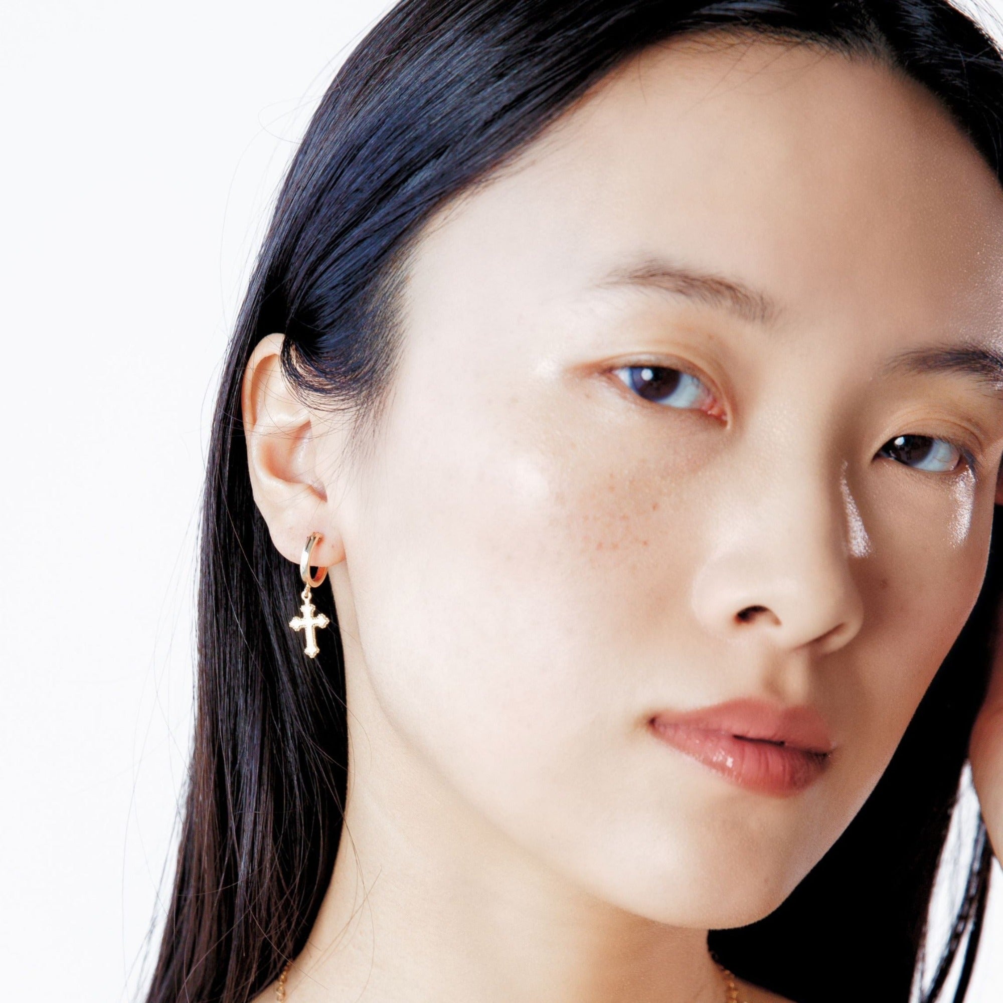 Cross Hoop Earrings by Erin Fader Jewelry