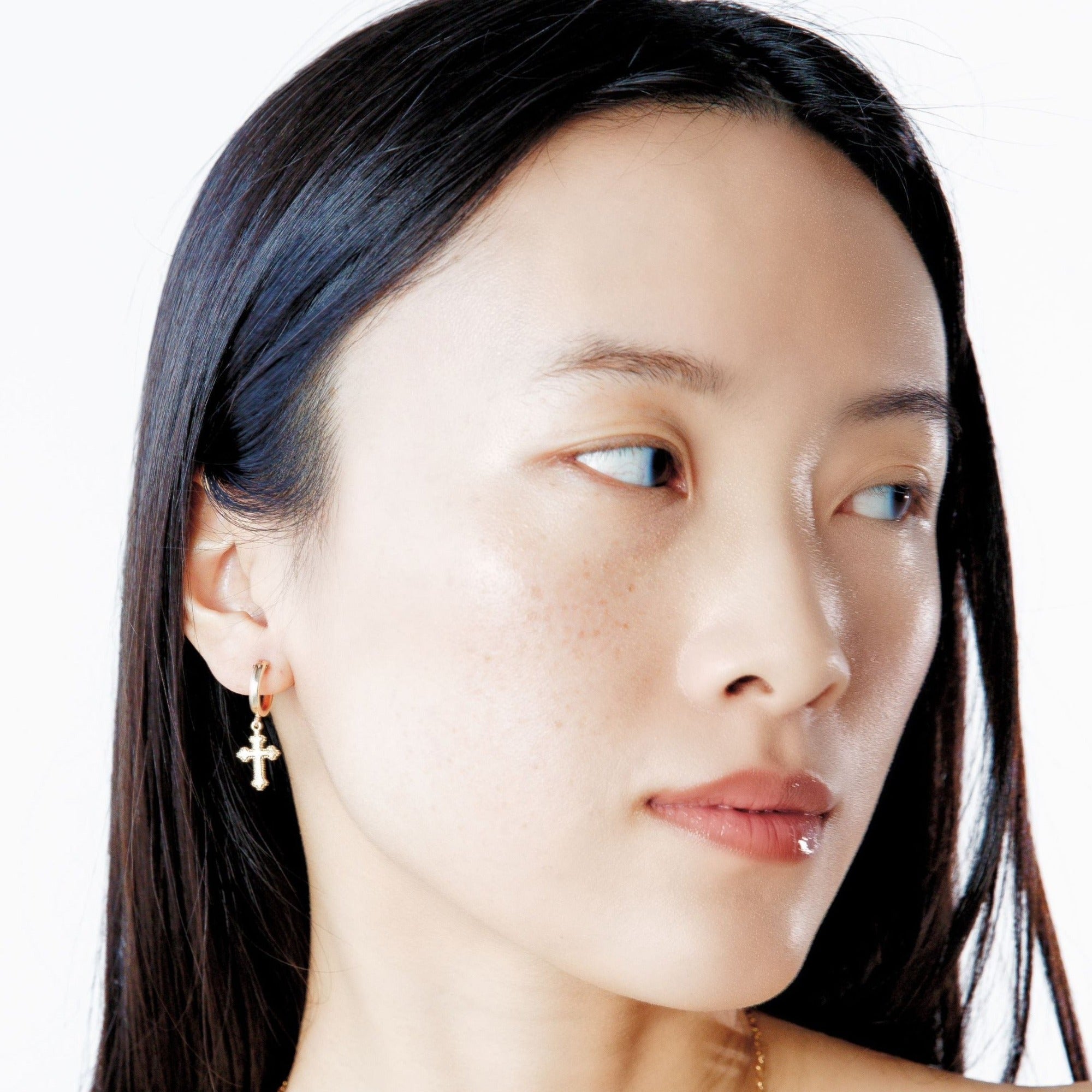 Cross Hoop Earrings by Erin Fader Jewelry