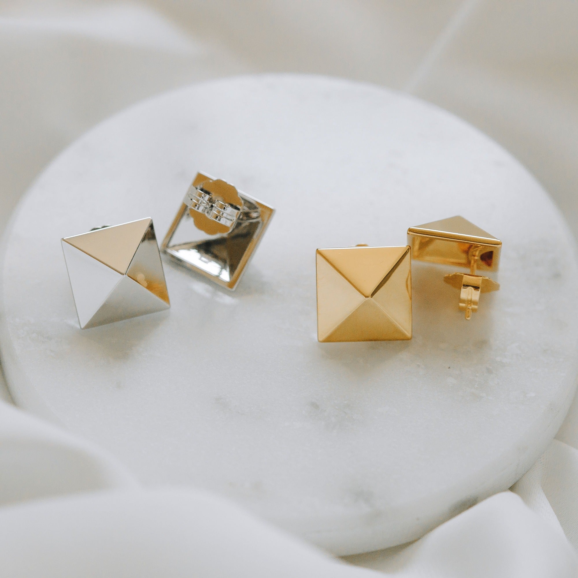 Pyramid Studs - Gold Medium by Erin Fader Jewelry