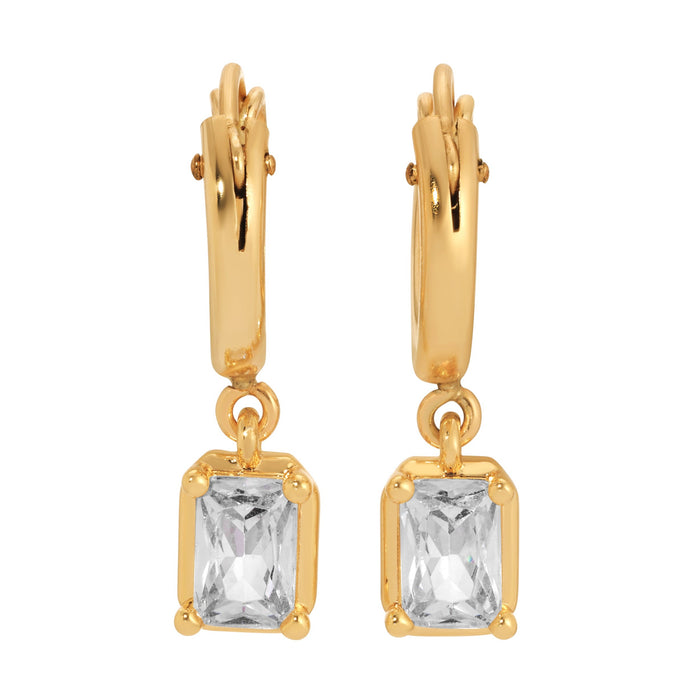 Classic Emerald Cut Huggies by Erin Fader Jewelry