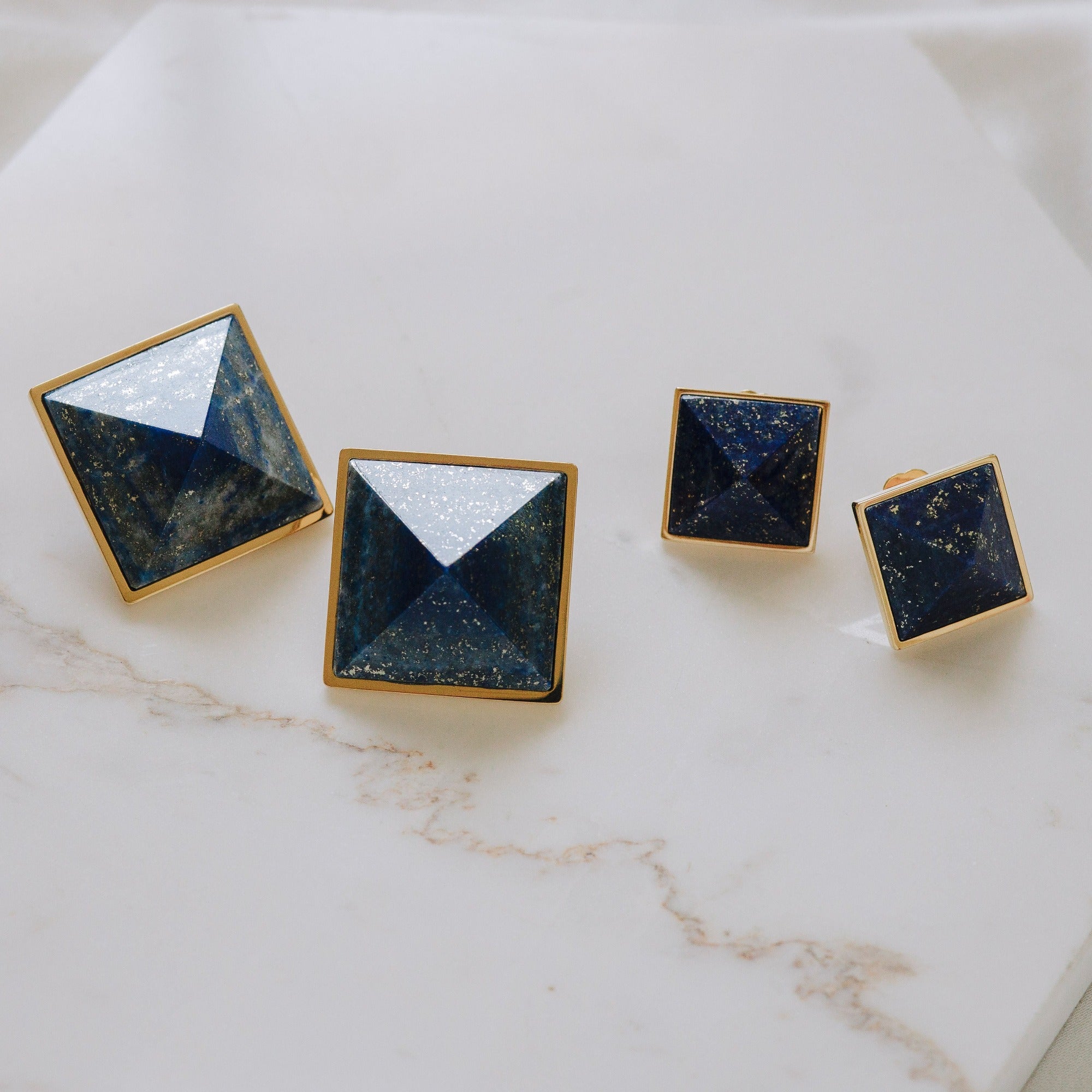 Pyramid Studs - Lapis Medium by Erin Fader Jewelry