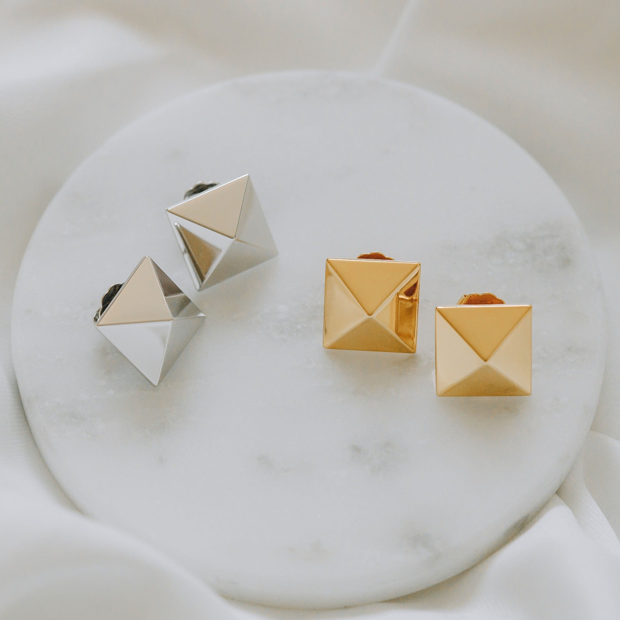 Pyramid Studs - Silver Medium by Erin Fader Jewelry
