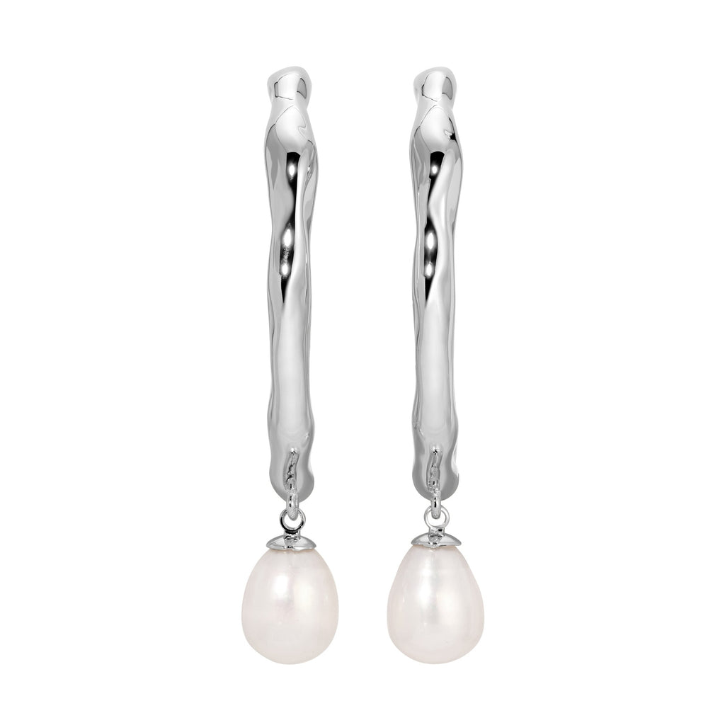■ENGBROX■ silver925harmony pearl earring EBEA23005 Hanna Pearl Hoops - Silver