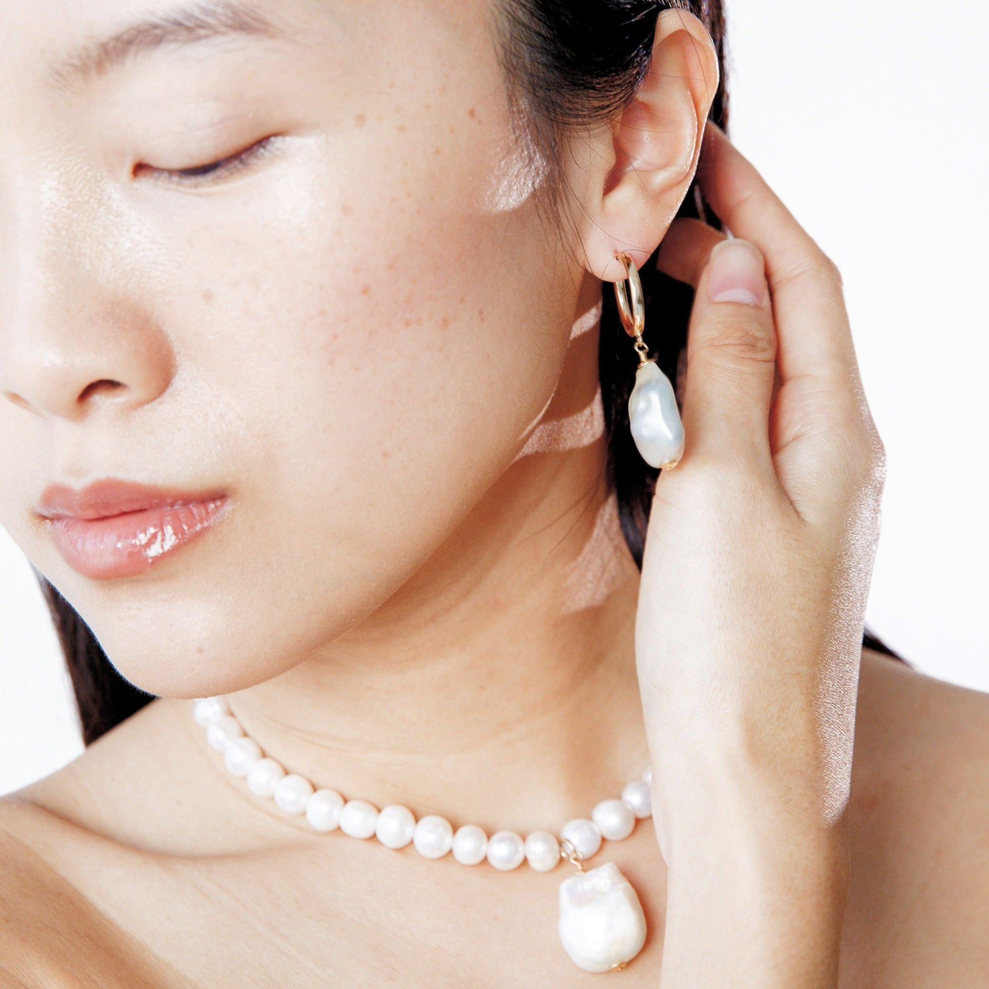 Riviera Pearl Hoops by Erin Fader Jewelry