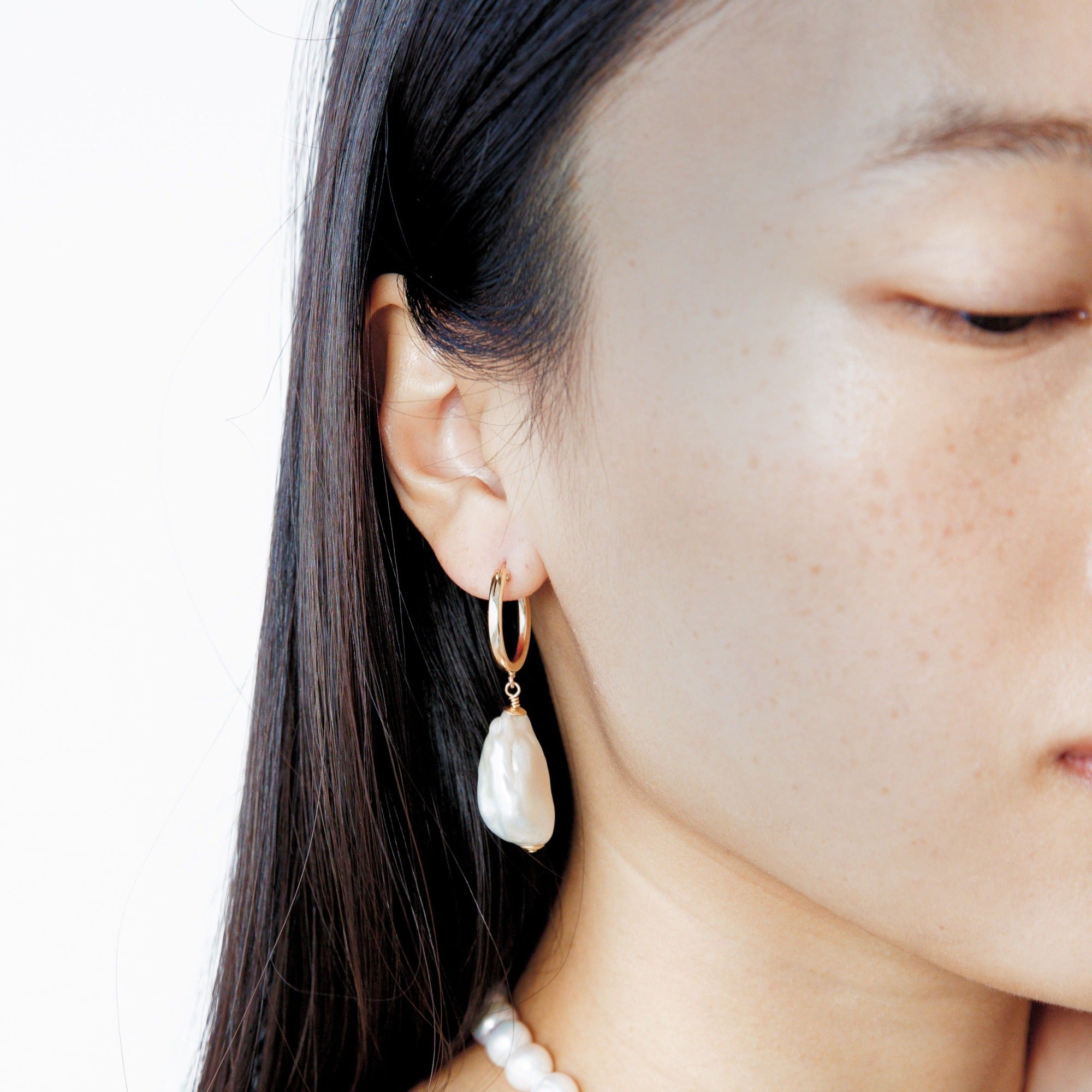 Riviera Pearl Hoops by Erin Fader Jewelry