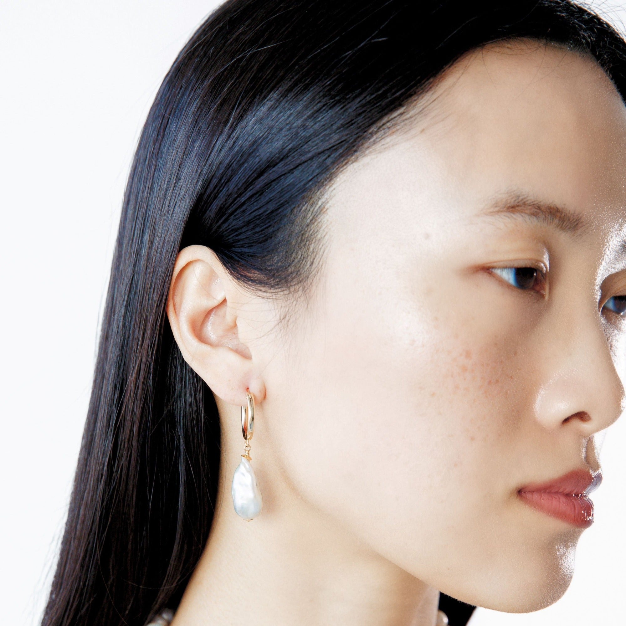 Riviera Pearl Hoops by Erin Fader Jewelry