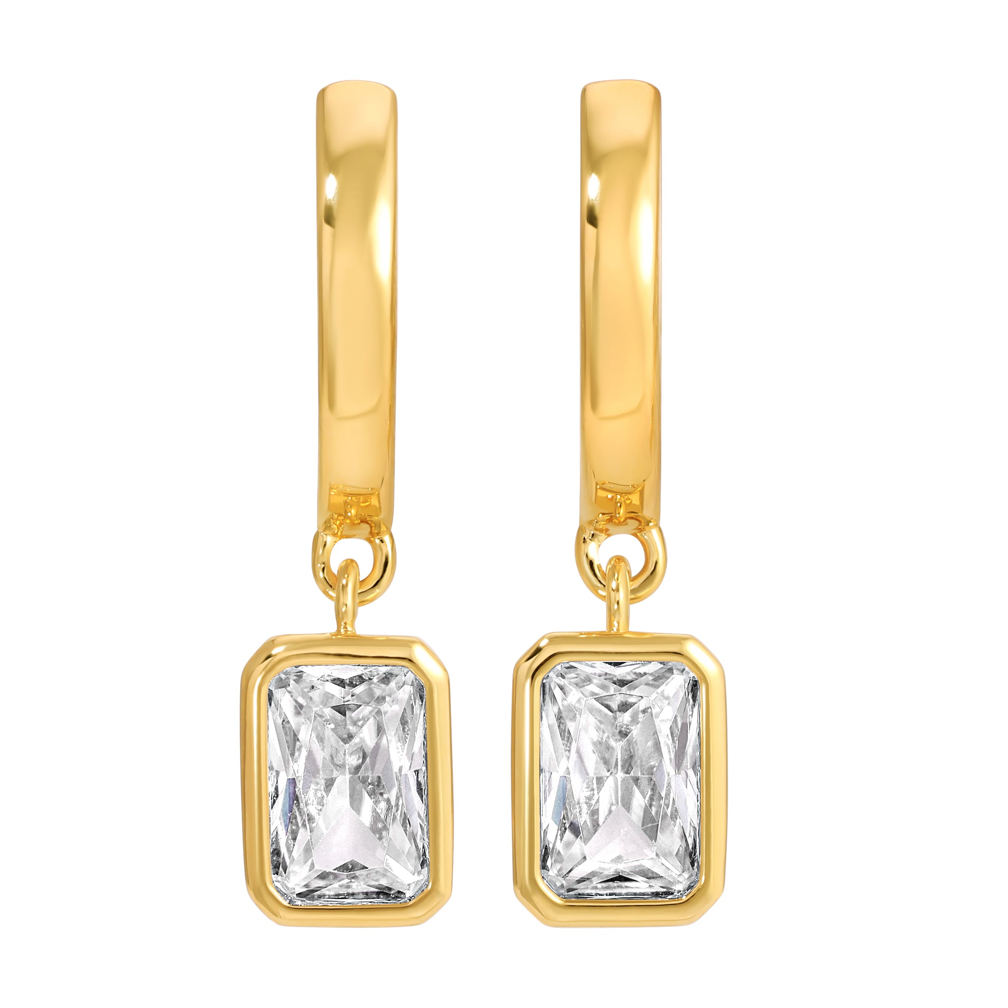 The Emerald Bezel Hoops by Erin Fader Jewelry