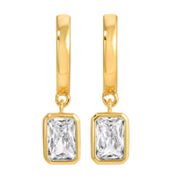 The Emerald Bezel Hoops by Erin Fader Jewelry