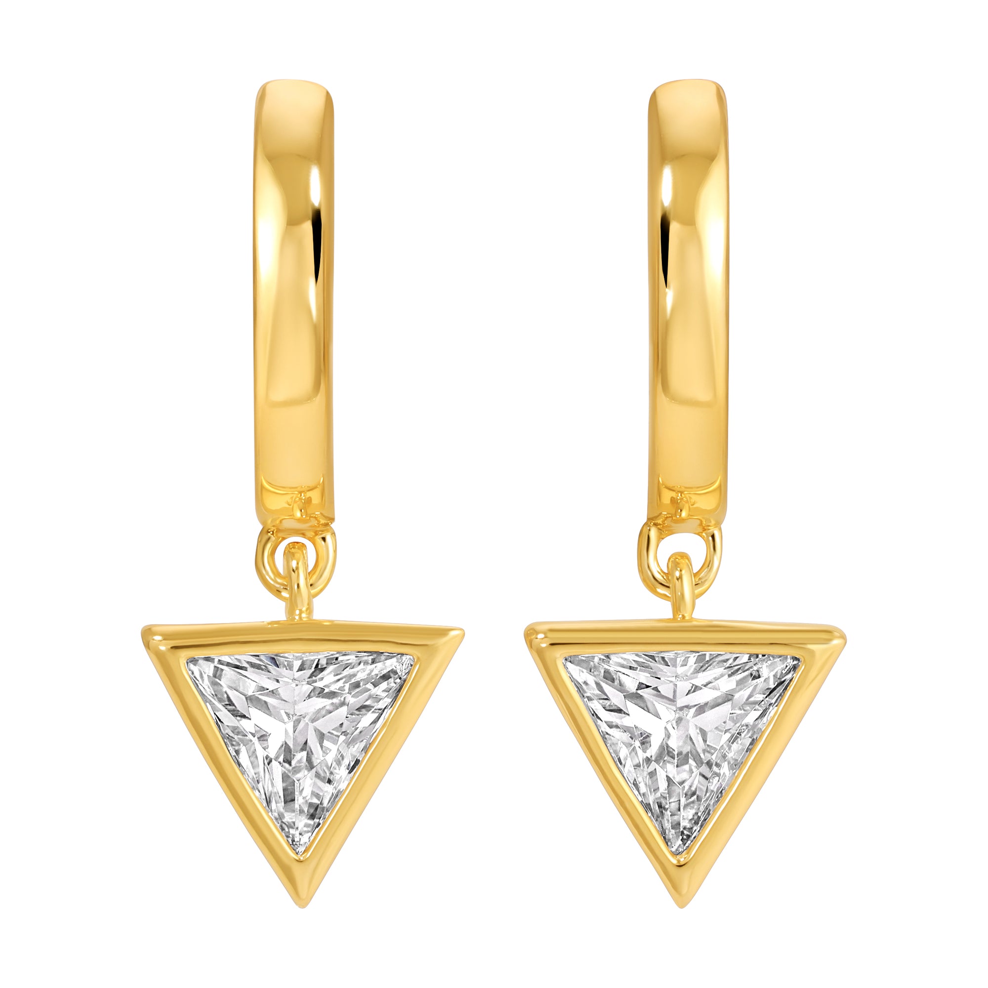 The Triangle Bezel Hoops by Erin Fader Jewelry
