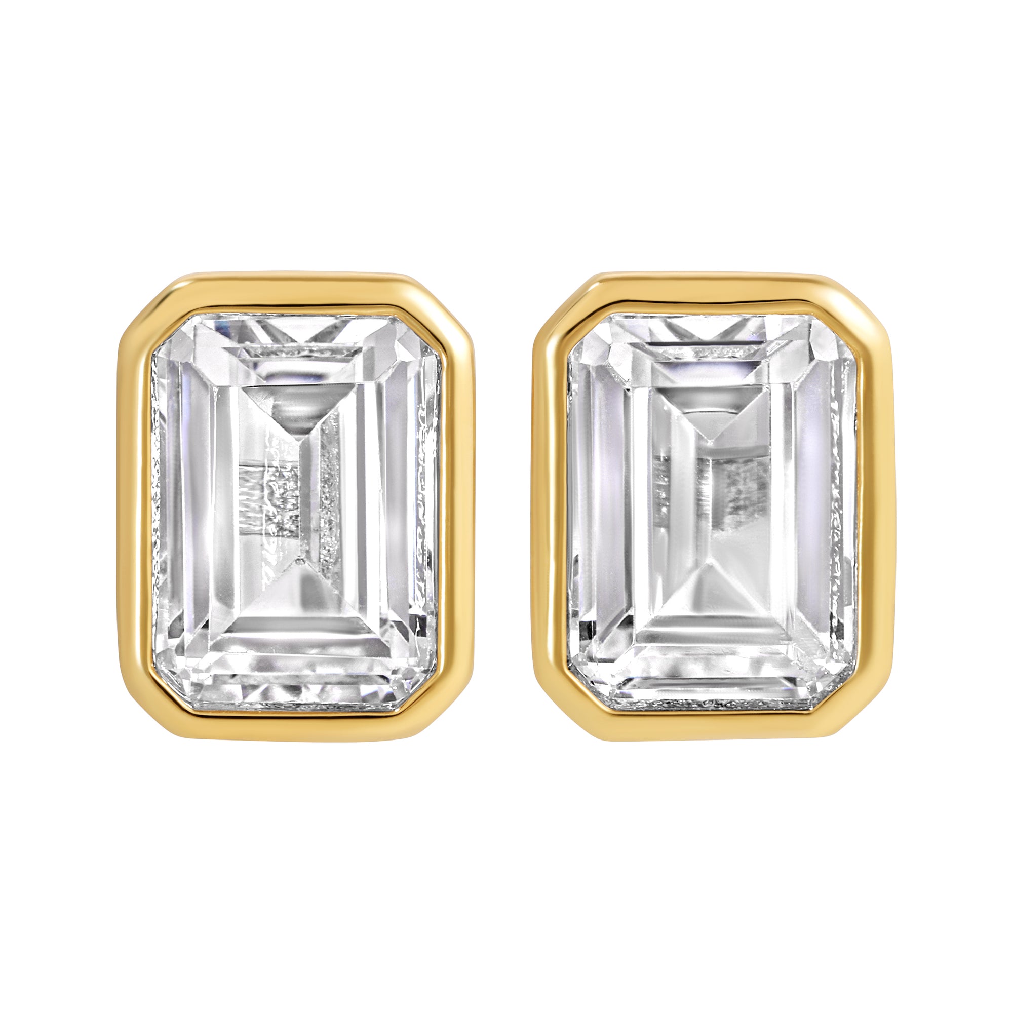 The Emerald Bezel Studs by Erin Fader Jewelry