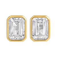 The Emerald Bezel Studs by Erin Fader Jewelry