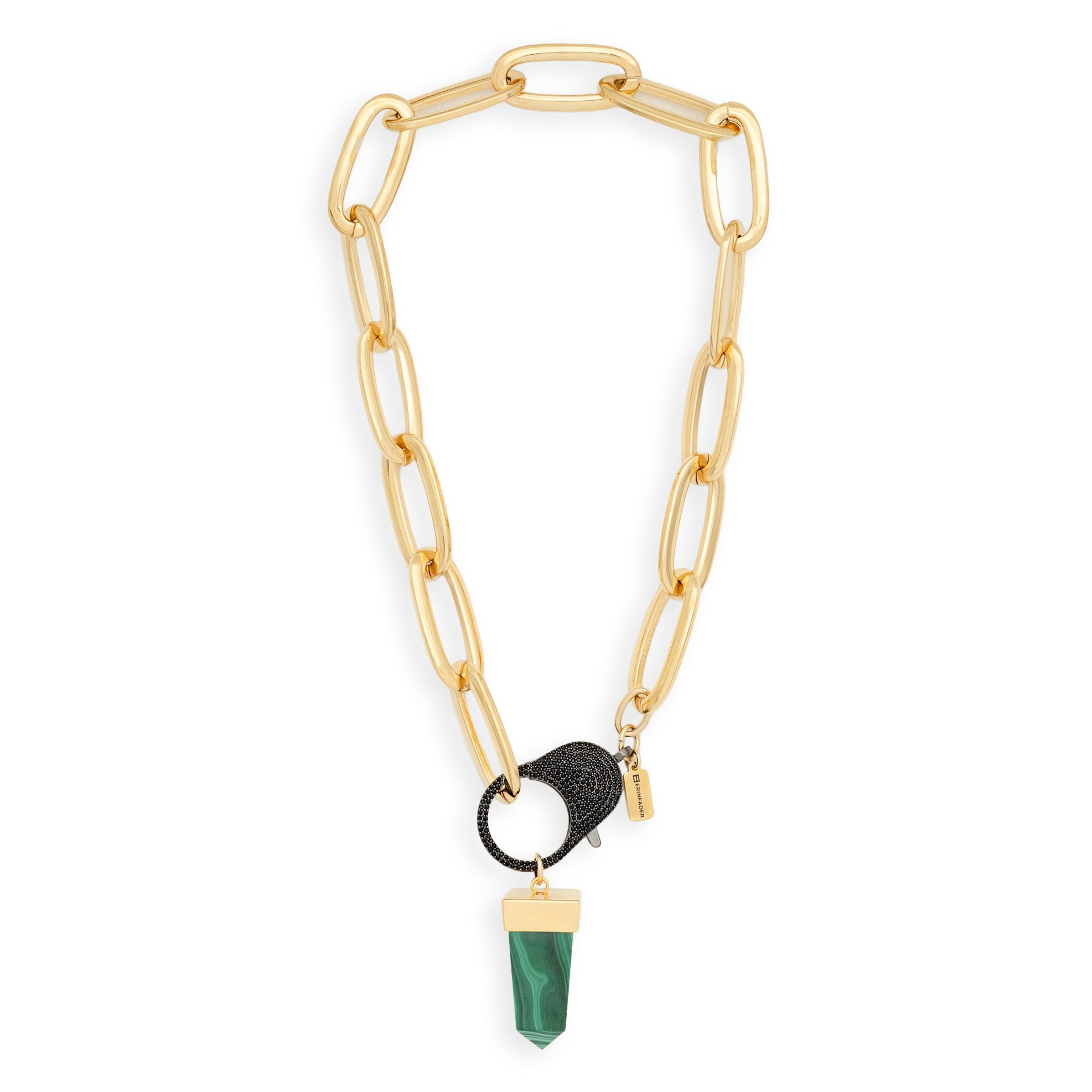 Black Flex Choker with Malachite Pendant by Erin Fader Jewelry