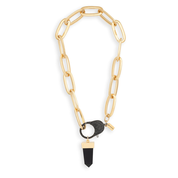 Black Flex Choker with Onyx Pendant by Erin Fader Jewelry