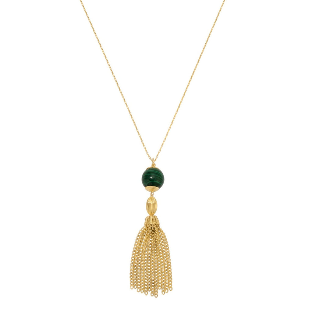 Have a Ball Tassel Necklace - Malachite