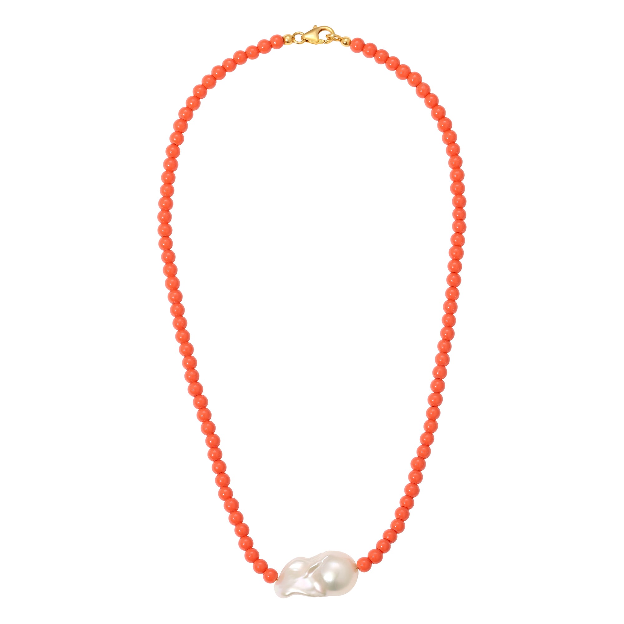 Coral Beaded Pearl Choker
