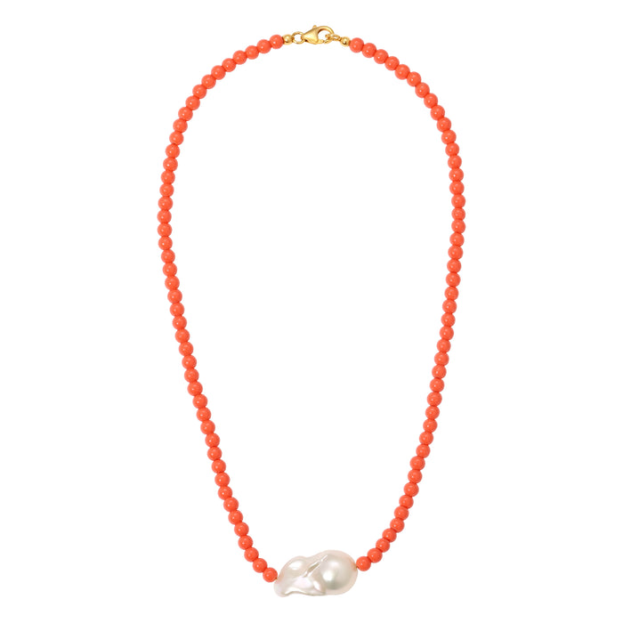 Vintage Coral Pearl Necklace by Erin Fader Jewelry