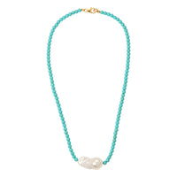 Vintage Turquoise Pearl Necklace by Erin Fader Jewelry